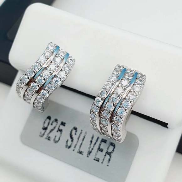 "925 Sterling Silver Cubic Zirconia Earrings, UU1P6A6125 - Picture 2 of 10